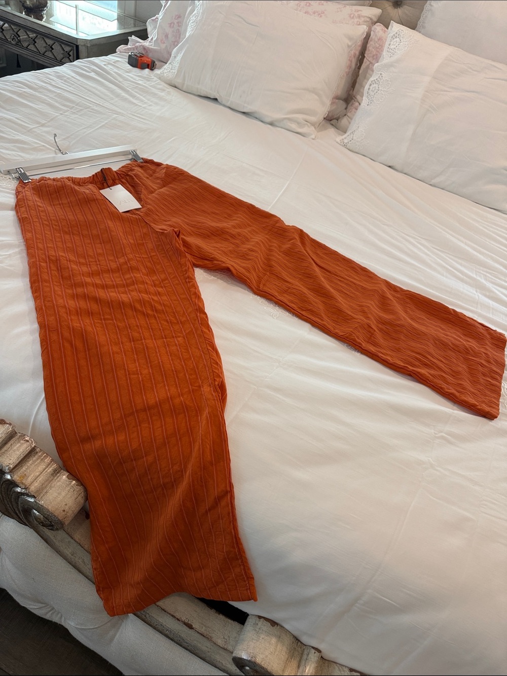 NWT ZARA PRANGE PANTS SIZE LARGE Lightweight Wide-Leg Pants - Picture 13 of 13